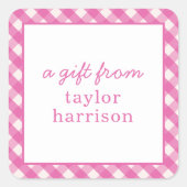 Bright Gingham Personalisiert Gift Stickers (Vorderseite)