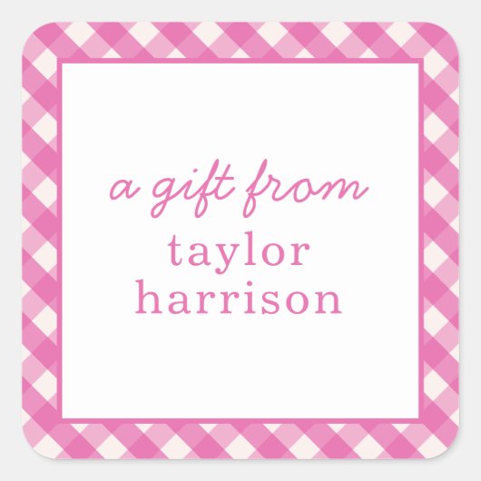 Bright Gingham Personalisiert Gift Stickers (Vorderseite)