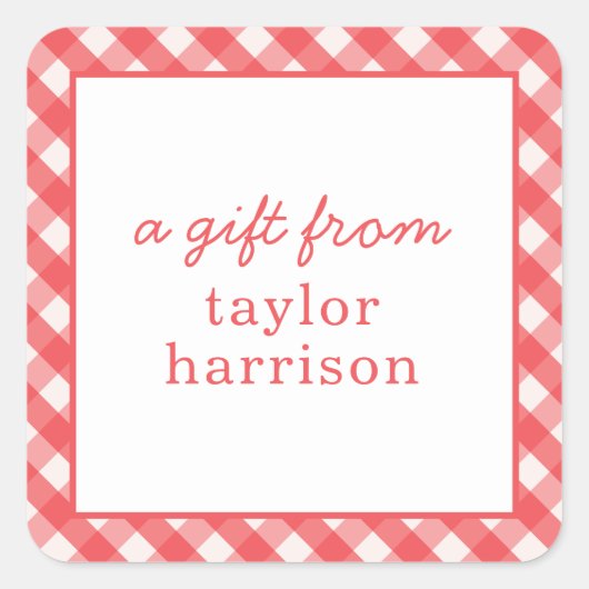 Bright Gingham Personalisiert Gift Stickers (Vorderseite)
