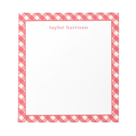 Bright Gingham Personalisiert Notizblock (Vorderseite)