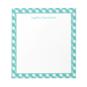 Bright Gingham Personalisiert Notizblock
