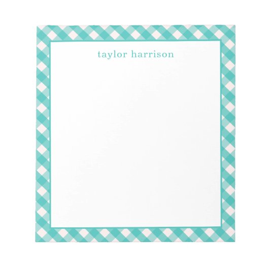 Bright Gingham Personalisiert Notizblock (Vorderseite)
