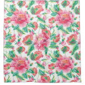 Bright Girl Pink Blume Muster Duschvorhang (Vorderseite)