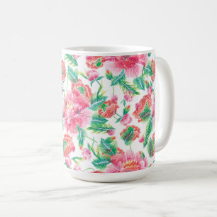 Bright Girl Pink Blume Muster Kaffeetasse