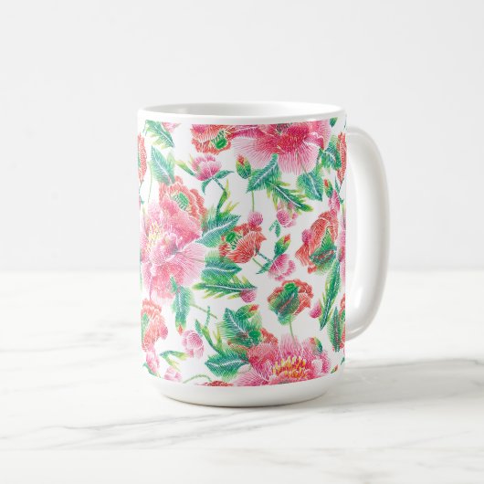 Bright Girl Pink Blume Muster Kaffeetasse (VorderseiteRechts)