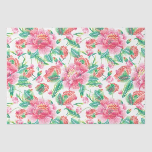 Bright Girl Pink Blume Muster Seidenpapier (Vorderseite)