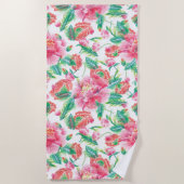 Bright Girl Pink Blume Muster Strandtuch (Vorderseite)