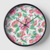 Bright Girl Pink Blume Muster Uhr (Vorderseite)