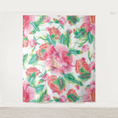 Bright Girl Pink Blume Muster Wandteppich (Vorderseite)