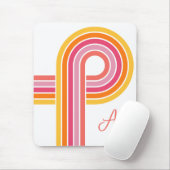 Bright Girly Curved Stripes Muster mit Monogramm Mousepad (Mit Mouse)