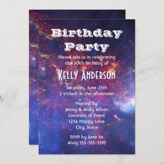 Bright Glowing Galaxy in Outer Space Einladung (Vorne/Hinten)