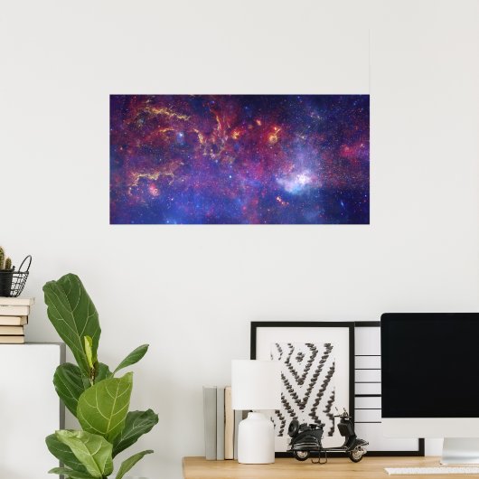 Bright Glowing Galaxy in Outer Space Poster (Heimbüro)