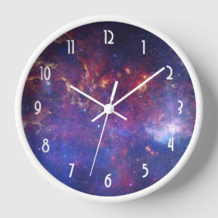 Bright Glowing Galaxy in Outer Space Wanduhr
