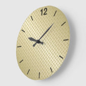 Bright Gold Diamondplate Pattern Große Wanduhr (Winkel)