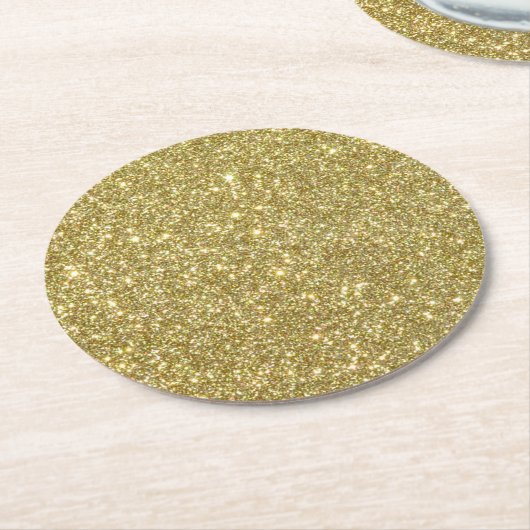 Bright Gold Glitter Sparkles Runder Pappuntersetzer (Angewinkelt)