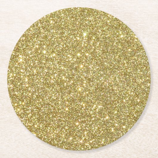 Bright Gold Glitter Sparkles Runder Pappuntersetzer (Vorderseite)