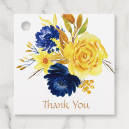 Bright Gold Navy Blue Floral Wedding Vielen Dank Geschenkanhänger