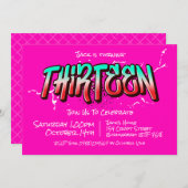 Bright Graffiti Dreizehn Einladung (Vorne/Hinten)