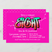 Bright Graffiti Eight Einladung (Vorne/Hinten)