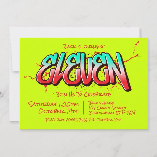 Bright Graffiti Eleven Einladung (Vorderseite)