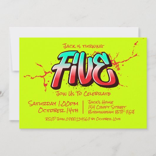 Bright Graffiti Five Einladung (Vorderseite)