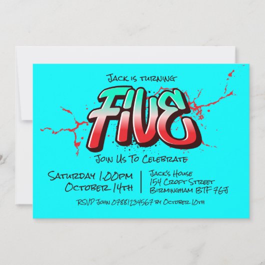 Bright Graffiti Five Einladung (Vorderseite)