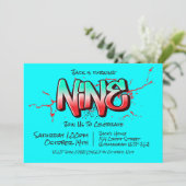 Bright Graffiti Nine Einladung (Stehend Vorderseite)