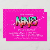 Bright Graffiti Nine Einladung (Vorne/Hinten)