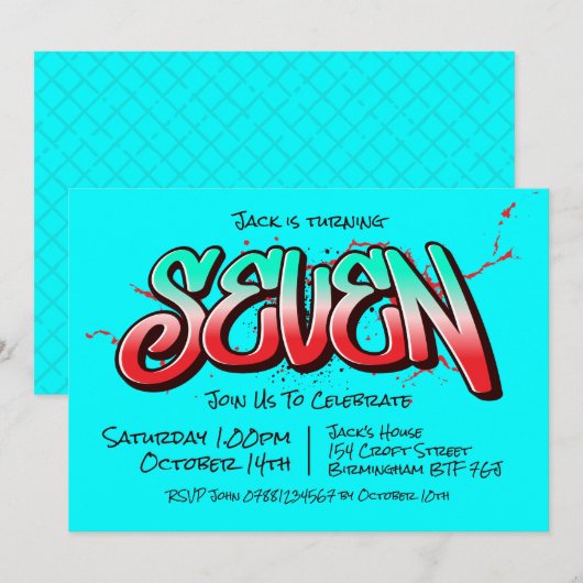 Bright Graffiti Seven Einladung (Vorne/Hinten)
