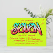 Bright Graffiti Seven Einladung (Stehend Vorderseite)