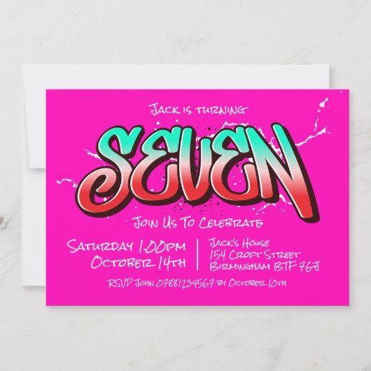 Bright Graffiti Seven Einladung (Vorderseite)