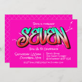 Bright Graffiti Seven Einladung (Vorne/Hinten)