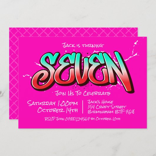 Bright Graffiti Seven Einladung (Vorne/Hinten)
