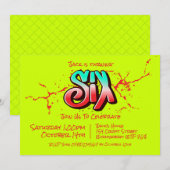 Bright Graffiti Six Einladung (Vorne/Hinten)