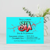 Bright Graffiti Six Einladung (Stehend Vorderseite)