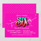 Bright Graffiti Six Einladung (Vorne/Hinten)