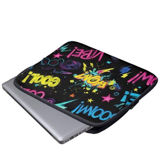 Bright Graffiti von Natasha Us Laptopschutzhülle (Vorne Knopf)