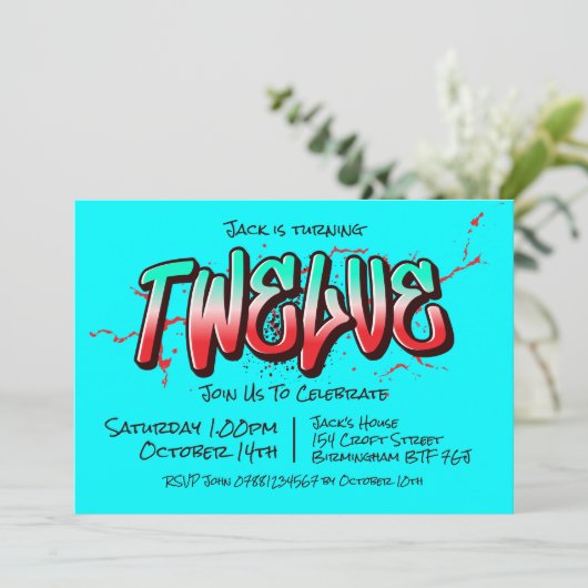 Bright Graffiti Zwölf Einladung (Stehend Vorderseite)