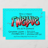 Bright Graffiti Zwölf Einladung (Vorne/Hinten)