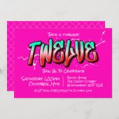 Bright Graffiti Zwölf Einladung (Vorne/Hinten)