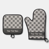Bright Gray and Winter White Snowflake Pattern Ofenhandschuh & Topflappen-Set (Vorderseite)