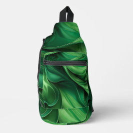 BRIGHT GREEN ABSTRACT SWIRLS CROSSBODY BAG