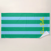 Bright Green and Blue Stripes | Ciao Bella Strandtuch (Vorderseite)