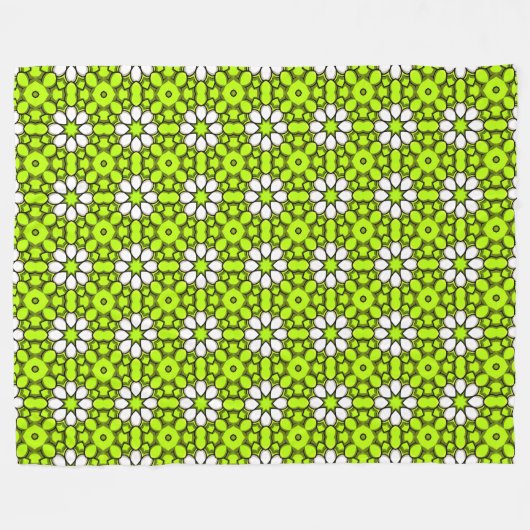 Bright green and white floral patterned fleecedecke (Vorderseite (Horizontal))