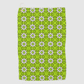 Bright green and white floral patterned golfhandtuch (Vorderseite)