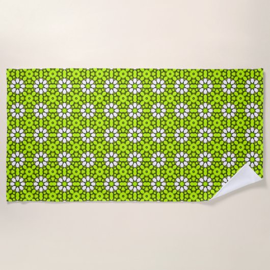 Bright green and white floral patterned strandtuch (Vorderseite)