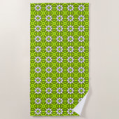 Bright green and white floral patterned strandtuch (Vorderseite)