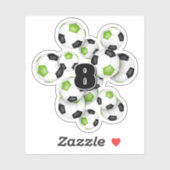 bright green black soccer balls personalized aufkleber (Blatt)