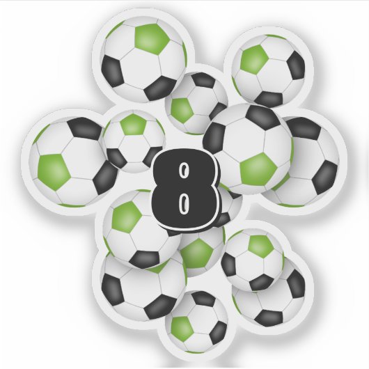 bright green black soccer balls personalized aufkleber (Vorderseite)