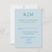 Bright Green Blue Simple Monogram Wedding RSVP (Vorderseite)